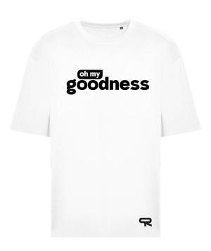 Weißes T-Shirt mit 'oh my goodness'-Aufdruck