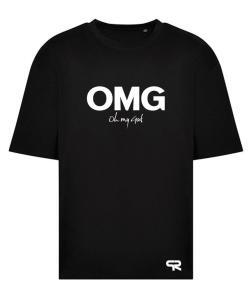 Schwarzes T-Shirt mit Aufdruck 'OMG Oh my God'